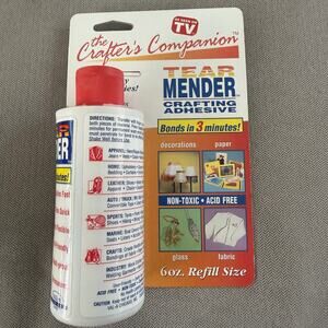 Tear Mender Crafter Companion Crafting Adhesive 6 oz Refill Fabric Leather Glue